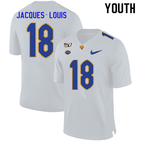 2019 Youth #18 Shocky Jacques-Louis Pitt Panthers College Football Jerseys Sale-White